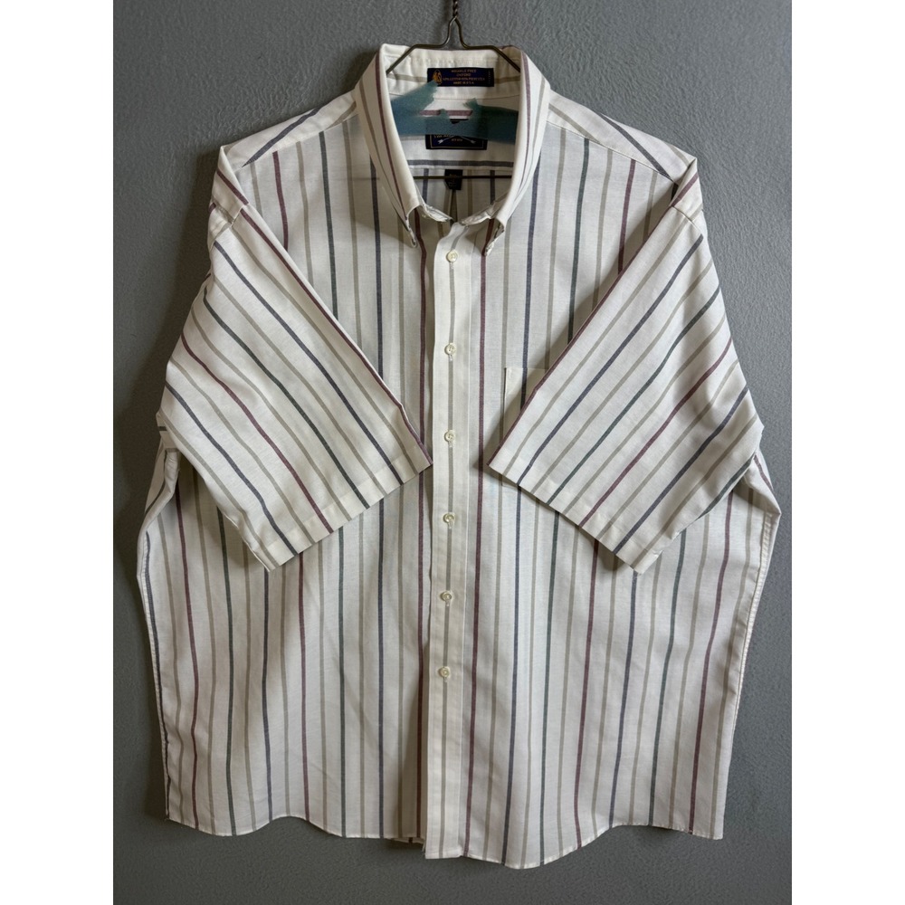 The Arrow Company Button Up Men's Big 18 Short Sleeve Striped Wrinkle Free
